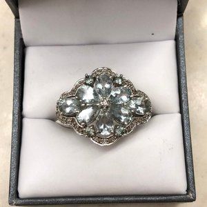 Genuine Aquamarine 925 Sterling Silver Ring
